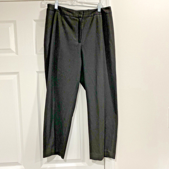 TALBOTS Size 14W Classic Black Pants HERITAGE Flat Front Elastic Insert Waist - Picture 1 of 8